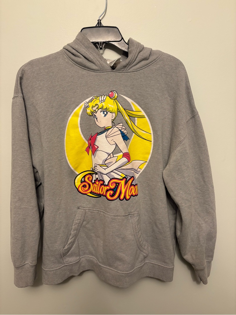 Super Sailor Moon Grey Graphic Boyfriend Pullover Hoodie Size Medium